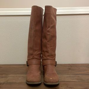 Tall camel color boots, size 6.